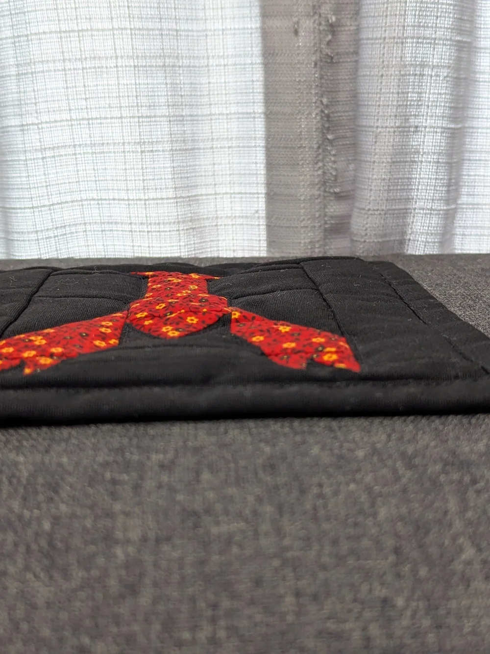 Homemade Lobster/ Crayfish Quilt Block Hot Pad Trivet Floral Fabric